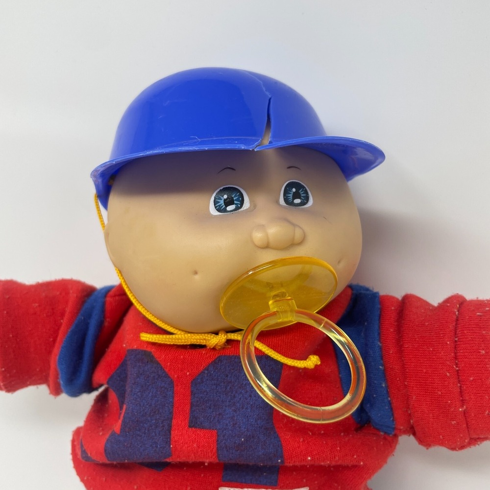 Vintage 1984s Cabbage Patch Kids Doll Football Outfit Blue Helmet Bald Pacifier - Picture 2 of 8